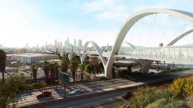 The design of the new Sixth Street Viaduct by Michael Maltzan Architecture and HNTB nods to the original viaduct's iconic double arches.