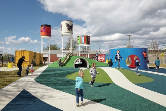 Railyard Park in Rogers, Ark., by Ross Barney Architects and AFHJ Architects.