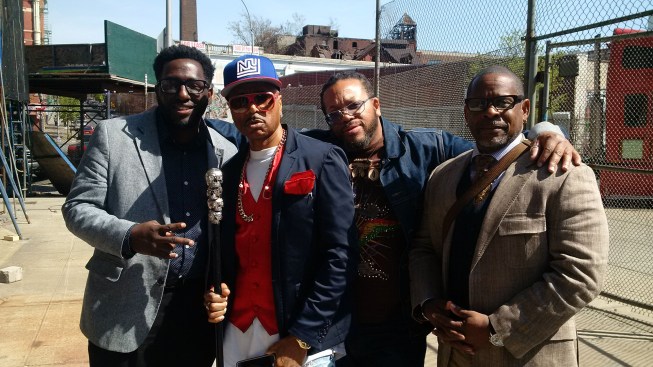 Michael Ford poses with the Sugar Hill Gang