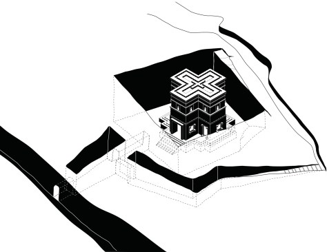 Axonometry of Biete Ghiorgis, Lalibela, Ethiopia, 1100–1200