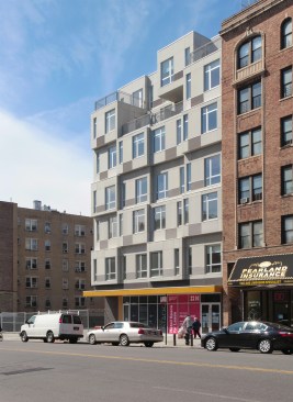 Gluck+ designed The Stack, the first prefabricated steel and concrete modular residential development in New York City.