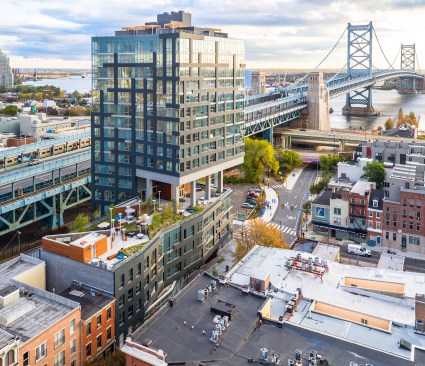 Bridge, designed by Gluck+, is the first LEED Gold–certified high-rise development in Philadelphia.