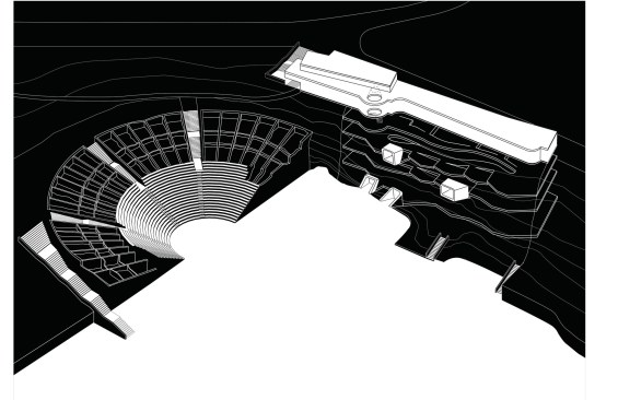 Axonometry of Musée Gallo-Romain, yon, France, Bernard Zehrfuss, 1966–1975