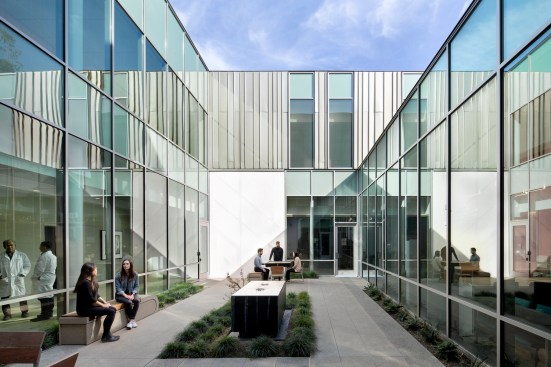 Four courtyards, three internal and one external, bring daylight into the common areas.