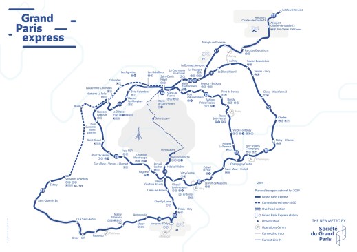 A key map of the Grand Paris Express network.