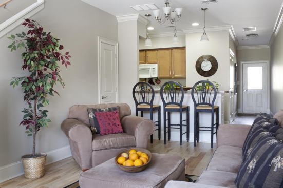 The two-story townhouses feature an open floor plan and plenty of natural light.