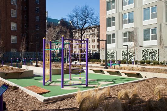 Also included to encourage more physical activity are outdoor fitness and play areas.