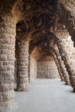 The footpath and masonry vaulted ceiling.