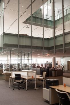 Inside the eighth-floor library.