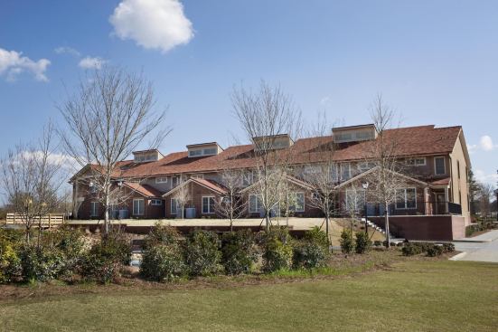 A park behind the building is for use by Village Green residents and those of a nearby apartment community.