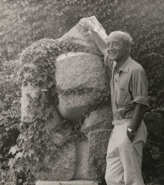 Isamu Noguchi at the Noguchi Garden Museum, circa 1985