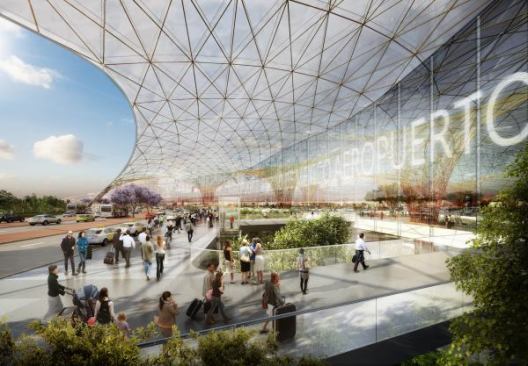 Interior rendering of Mexico City International Airport.