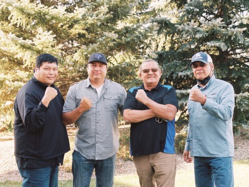 (L-R) Robert Blake, Cody Two Bears, Chief Henry Red Cloud and Otto Braided Hair, Jr.