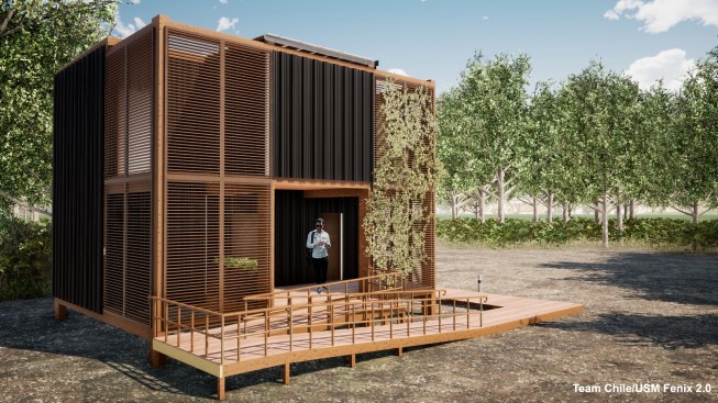 A rendering of the 2020 Solar Decathlon Build Challenge home from the Universidad Técnica Federico Santa María in Valparaíso, Chile.