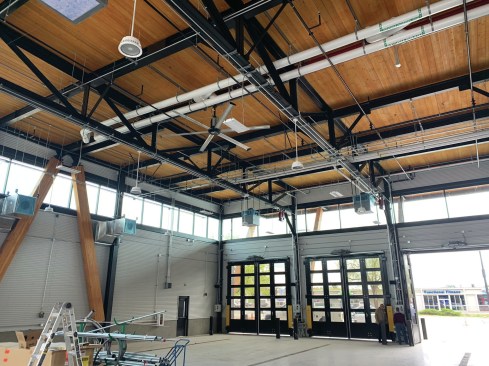 One of the Signatory Firms, KL&A Engineers and Builders, was part of a project that successfully deconstructed and stockpiled steel members from a hospital building, some of which were reused for a new fire station (shown here). Photo courtesy of Feitel, KL&A Engineers and Builders. The architect of record for FS3 is Davis Partnership Architects