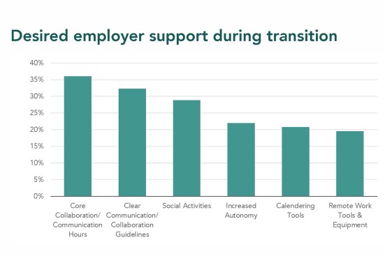 Desired employer support during transition, according to survey respondents