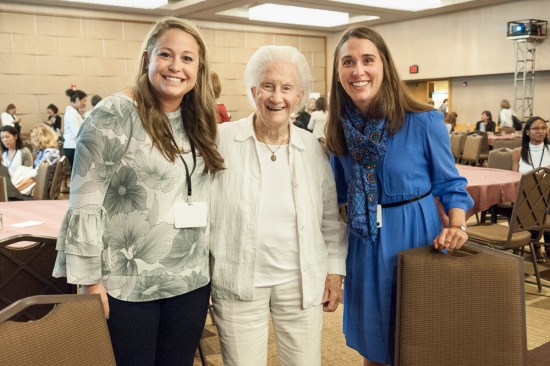 Beverly Willis, FAIA, meets fans Christina Galati, AIA, and Kathryn Viechnicki, AIA, from FXFowle Architects.