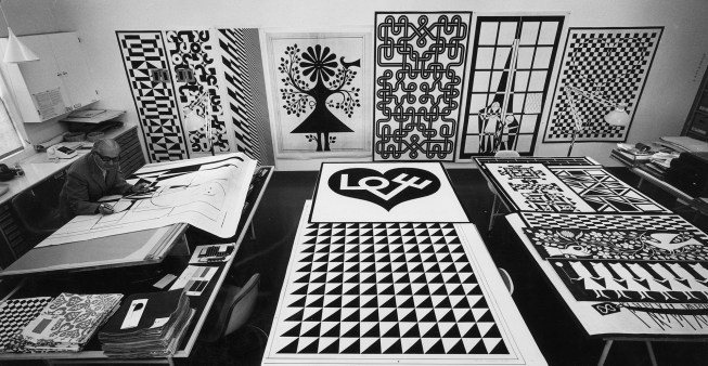 Alexander Girard, designing the Environmental Enrichment Panels, 1971