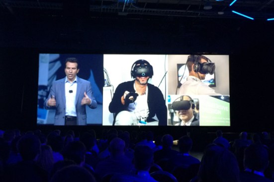 Autodesk senior vice president and chief marketing officer Andrew Anagnost emphasizes virtual reality at the final keynote session.
