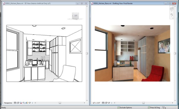Kitchen renovation, rendered in Revit