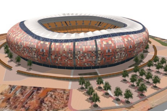 Soccer City Stadium in Johannesberg, rendered in SketchUp