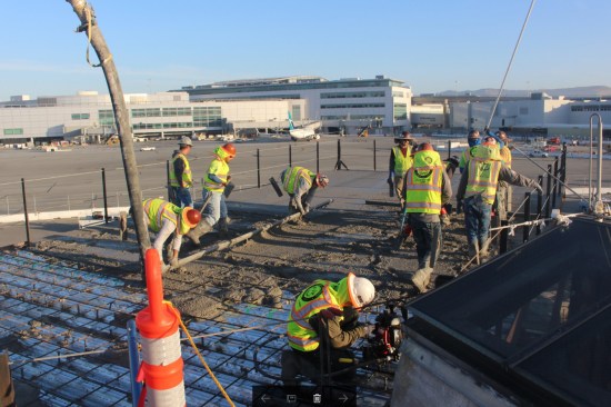 Pouring materials at San Francisco Airport.