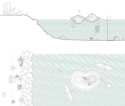 Section and plan, Buoyant Ecologies Float Lab