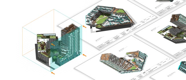 The clip cube tool allows users to create section and elevation drawings