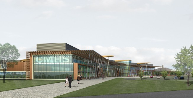 Rendering by Zeidler Partnership for the Juravinski Centre by Architecture+ and Zeidler at St. Joseph's Health System in Ontario, Canada.
