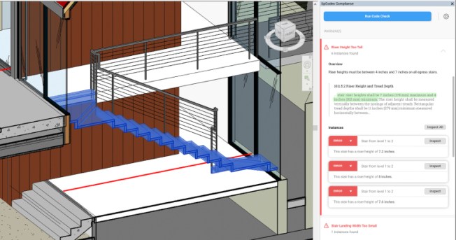 Screenshot from UpCodes AI, a plug-in for Autodesk Revit now in beta testing