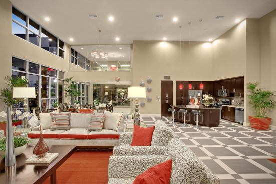 Residents can relax in the clubhouse, game room, or media screening room or work in the complex’s business center.