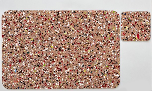 Particle placemat and coaster.