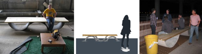 Benches designed by Kent State student Travis Logsdon for the Detroit-Superior Bridge project