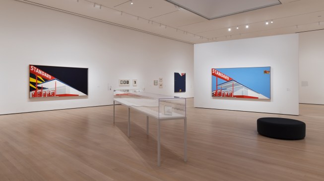 Installation view of ED RUSCHA / NOW THEN, on view at MoMA.