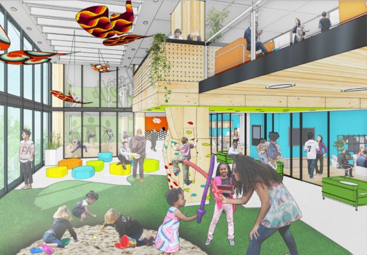 Center for Equity, proposed as part of Reimagining the Atlanta City Detention Center, Atlanta, by DJDS. The yearlong citywide process encouraged local residents to contribute ideas and feedback on how to repurpose the former jail "to benefit the community and address its harmful effects," according to DJDS.