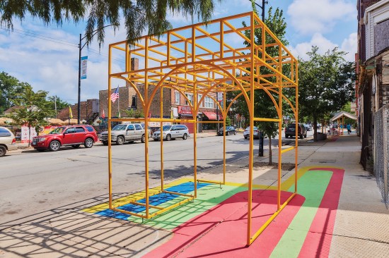 Completed in 2021, Chicago Alfresco: South Chicago is one of three pop-up interventions the city initiated “to increase amenities and social spaces during COVID,” says Design Trust Chicago’s Katherine Darnstadt.
