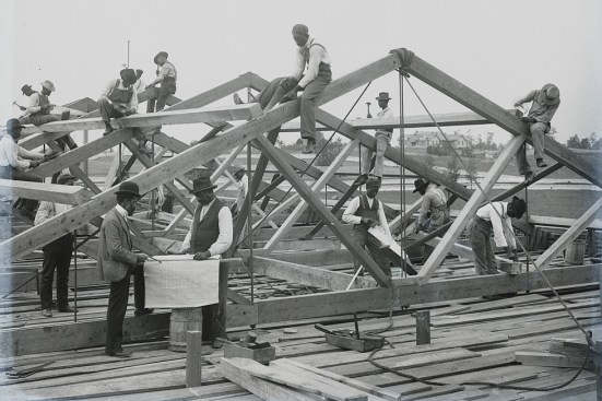 Roof construction by students at Tuskegee Institute, c. 1902