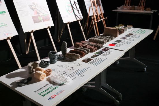 Alternative materials samples displayed at the Fab Biennale.