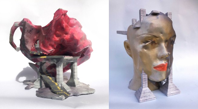 Works from Andreas Angelidakis's Fantasy Ruins: Bags, Body Parts and Bibelot, which were exhibited at the Chicago Architecture Biennial