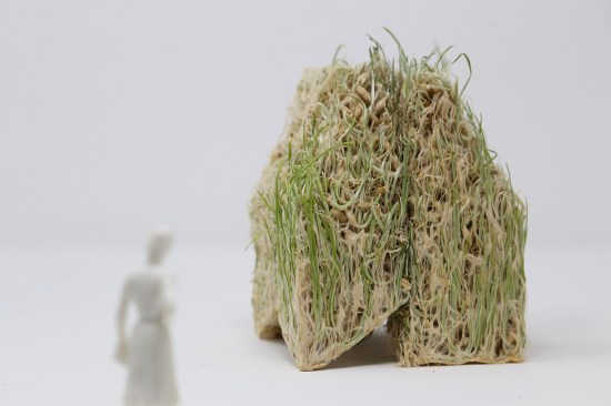 Model of Homegrown, a pavilion constructed of kudzu- and bamboo-fiber panels proposed by Katie MacDonald and Kyle Schumann