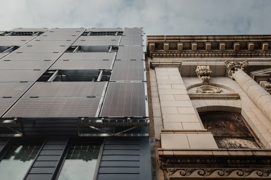 Detail of Front Flats connection to existing adjacent building