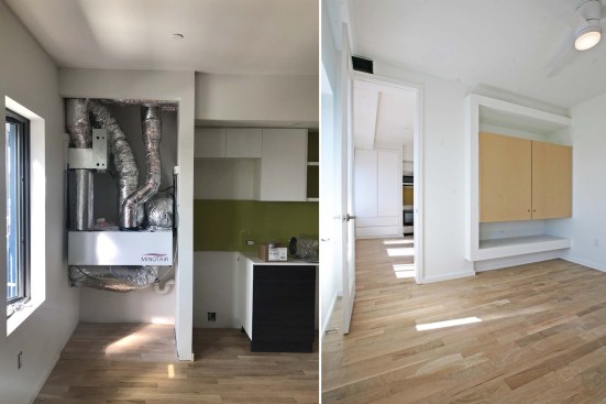 High-performance packaged HVAC and dehumidification unit designed into kitchen cabinetry