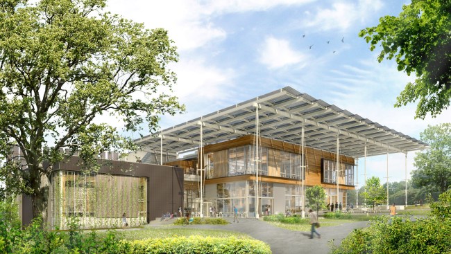 View from the northwest, the Kendeda Building for Innovative Sustainable Design
