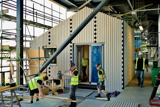 Here East Gantry's plot 5 plays on the perforations delineating individual sheets in a continuous toilet paper roll, produced by the British Patented Perforated Co. using the brandname Bronco