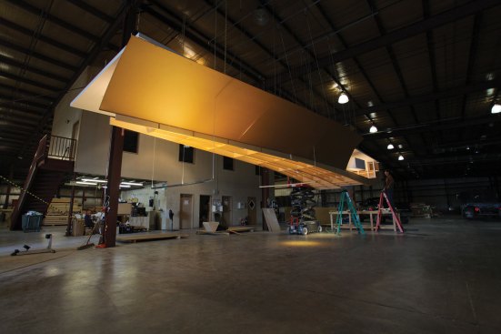 The mock-up allowed the lighting designer and the client to see how the lighting would work with the intricate wood-slat ceiling design.