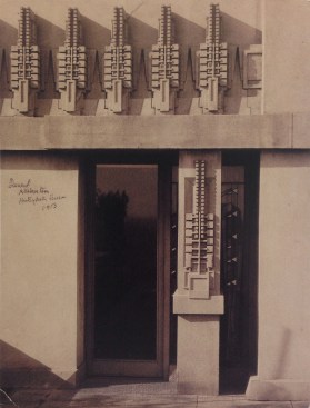 A detail from the terrace of Hollyhock House