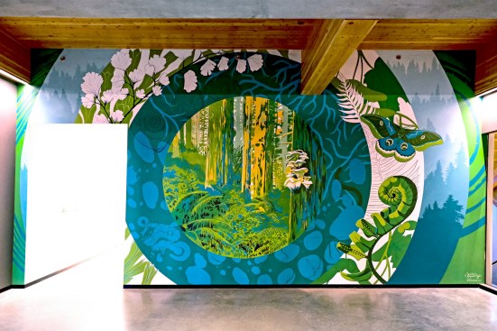 Jessilyn Brinkerhoff's mural of Oregon's forests for the PAE Living Building in Portland, Ore.