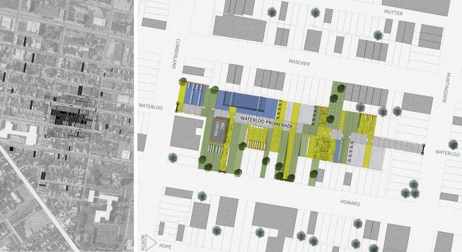 Interplay Philly, a submission in collaboration with Seher Erdogan Ford, AIA, to the 2016 Philadelphia Community Design Collaborative competition to invigorate the city’s underutilized urban sites, envisioned a space for play and community engagement that incorporates climbing structures, murals, and existing amenities.