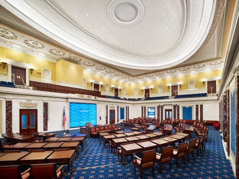 The Senate chamber replica.