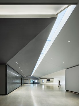A skylight brings natural light into the lobby.